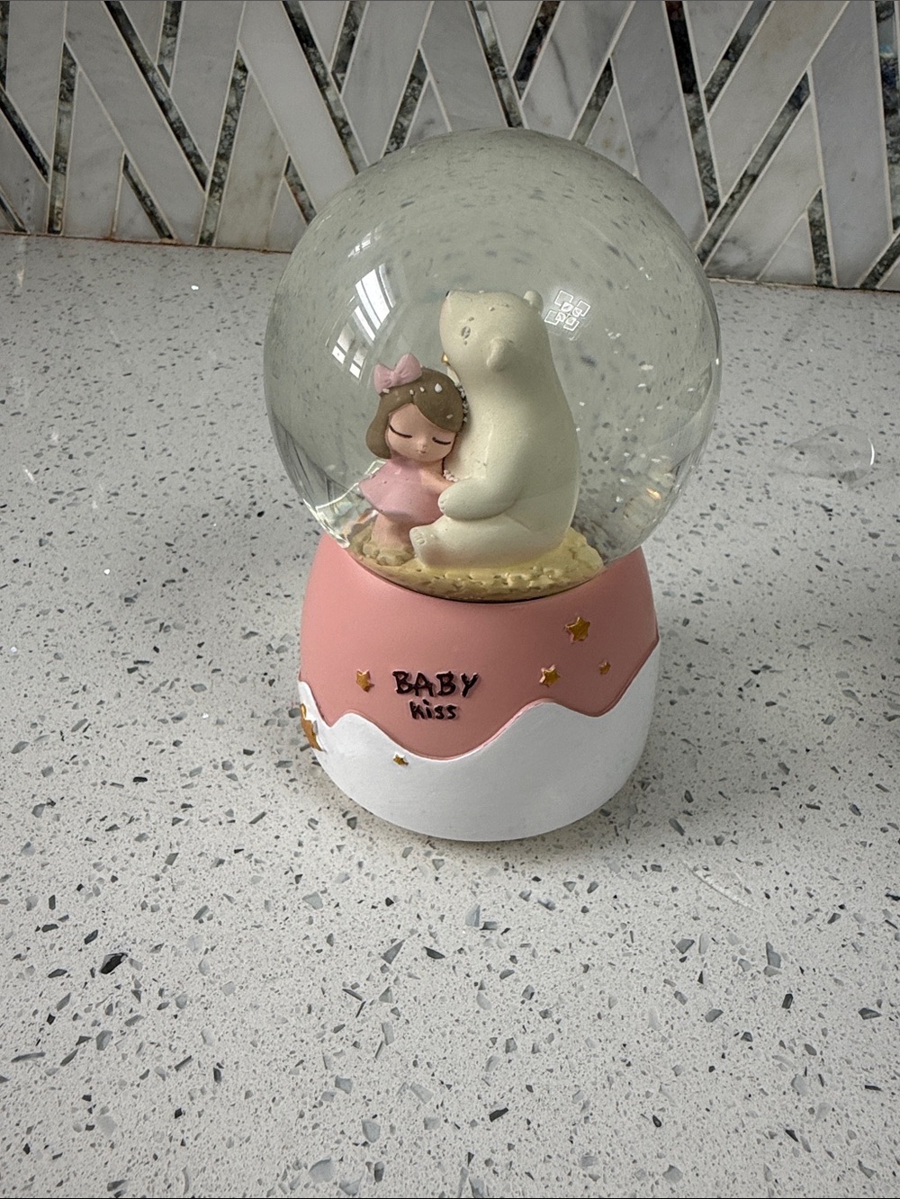 Umi Cream and Pink Musical Snow Globe Base